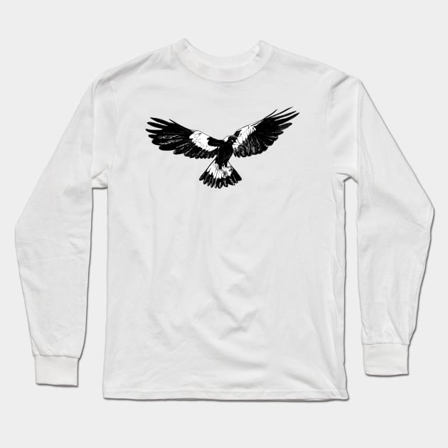 Magpie in Flight Long Sleeve T-Shirt by srw110